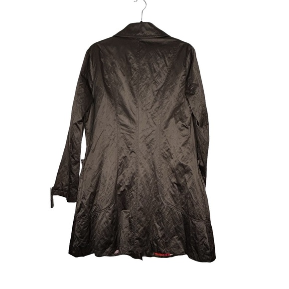DKNY Brownish/Gray Metallic Sheen Lined Button Up Spring Weight Rain Coat Sz L - Picture 2 of 12